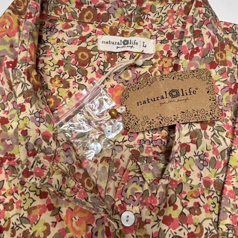 Natural Life Womens Dress Size Large April Floral Maxi Tiered Cotton Boho NWT - Picture 2 of 8